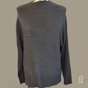 Modern Citizen Mixed Rib Mock Neck Sweater Medium Grey Architectural Knit Tunic